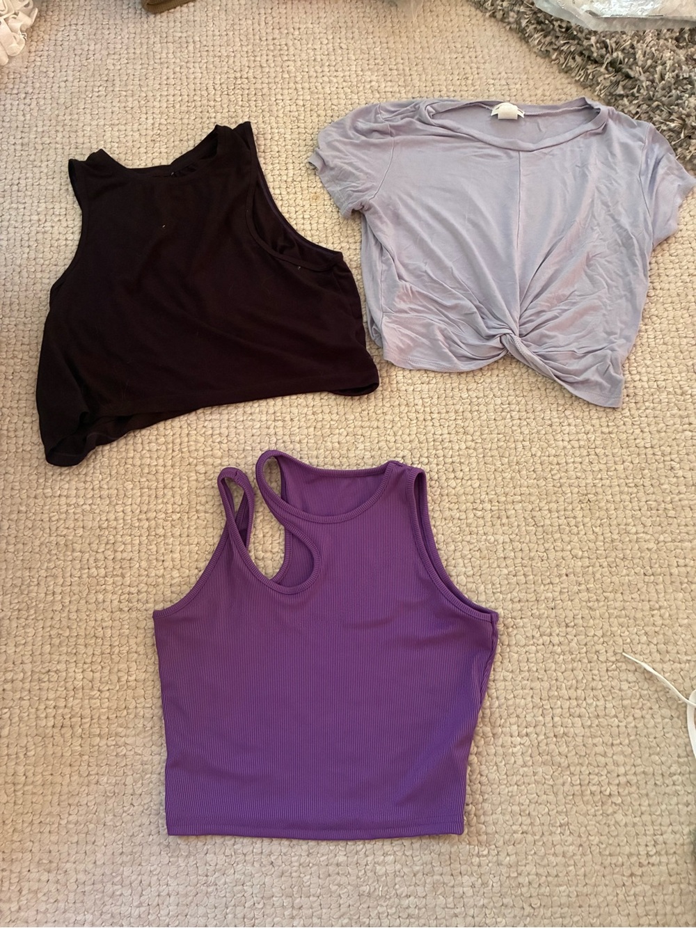 Purple Ribbed Asymmetric Tank Top - Women's Casual Crop (3 total)